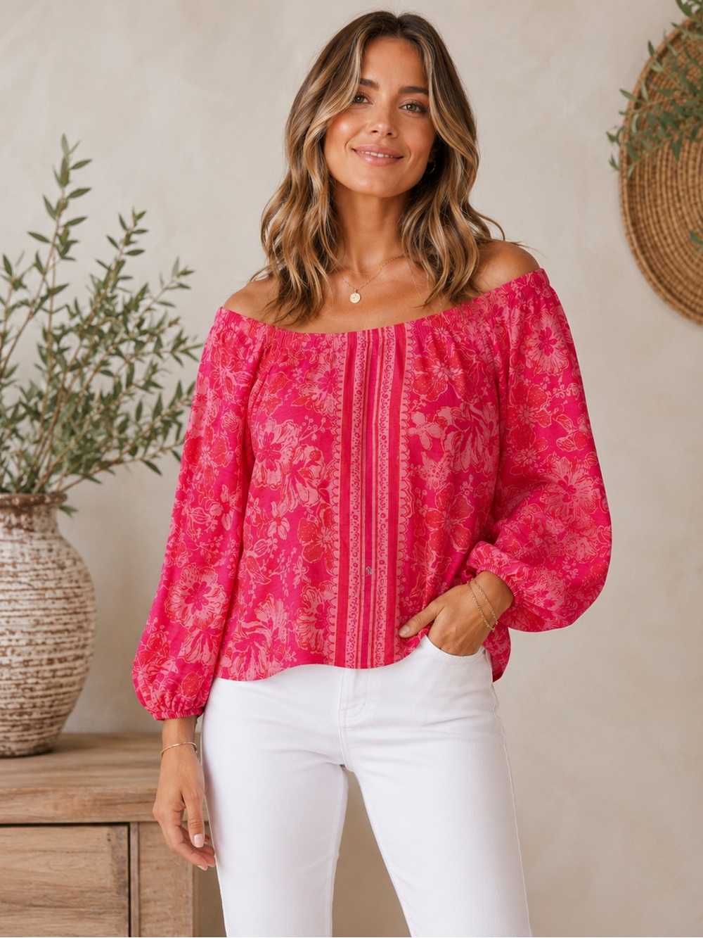 🌺 Lilly Pulitzer Floral Off-the-Shoulder Top — NWT | Size Large